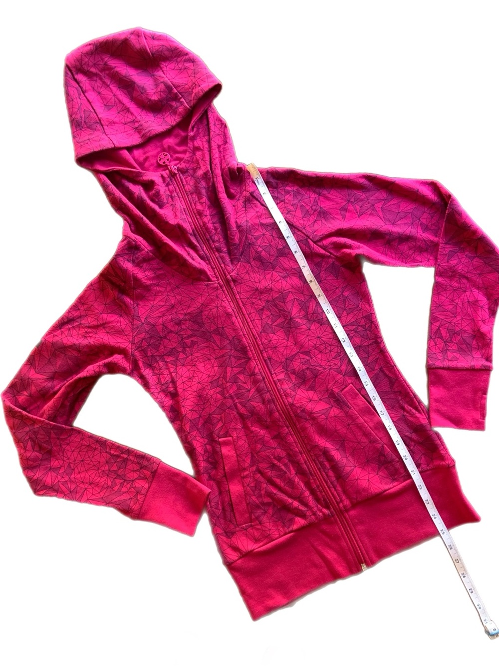 Bench Hot Pink Zip-Up Hoodie Jacket with Geometric Print Medium - Picture 8 of 16